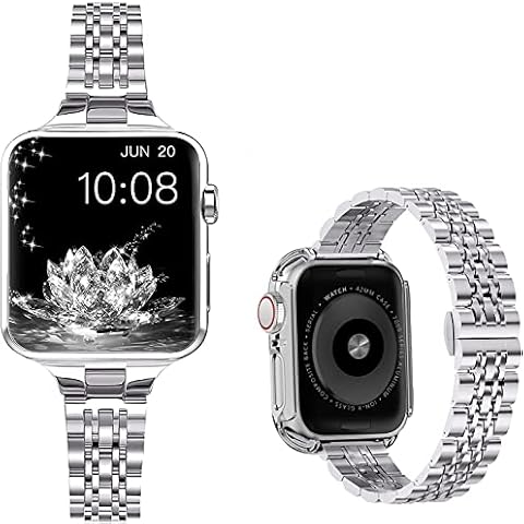 OMEE Metal Strap Compatible with Apple Watch Strap 41mm 38mm 40mm 45mm 44mm 42mm for Women, Replacement Bracelet Stainless steel for Apple Watch SE/iWatch Series 7 6 5 4 3 2 1 Cover