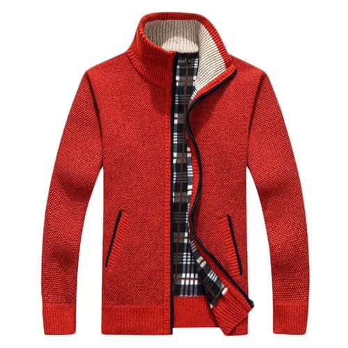 Mens Sweater Cardigan Winter Knitwear Fleece Soft Plaid Lined Sweaters Cable Knit Sweater Zipper Jackets with Hooded2