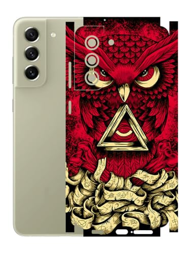 Image of AtOdds - Full Body Back Screen Guard Protector Film - Lamination Wrap Skin Sticker Compatible with Samsung Galaxy S21 FE | Scratchproof Matte Finish (Design - Red Owl)