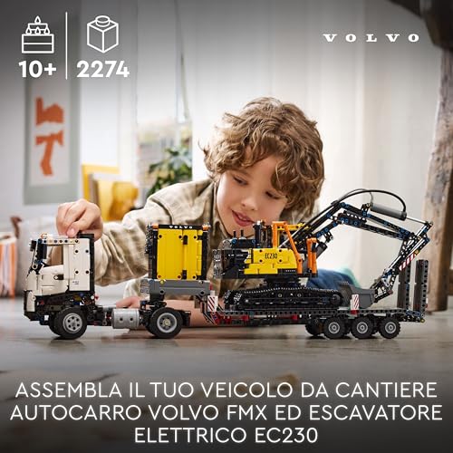 Technic Autocarro Volvo FMX ed Escavatore Elettrico EC230, Camion Giocattolo con Rimorchio, Veicolo e Stazione Ricarica, Regalo per Bambini e Bambine da 10 Anni Fan dei Giochi da Cantiere 42175 - Lego - Immagine 1