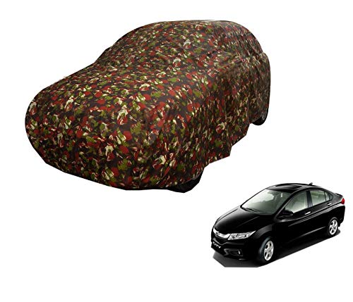 Image of Auto Hub Car Cover Compatible with City I-VTEC with Weather Proof, Triple Stitched, City Car Cover Jungle Look