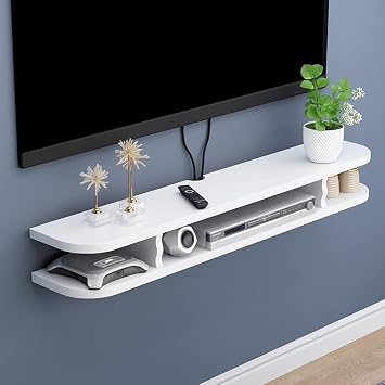 IBOWZ Floating TV Stand Cabinet Wood Tv Floating Shelf Components Tv Stand Wall Mounted Media Console Entertainment Center Unit for Cable Boxes