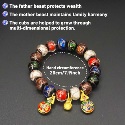 Colorful Gray Glaze Bracelet for Men and Women – Imperial Palace-Style Gold-Swallowing Beast Family Guardian Jewelry, Ancient Oriental Glazed Beads for Good Luck & Abundance Flow, Energy-Balancing Harmony Bracelet2