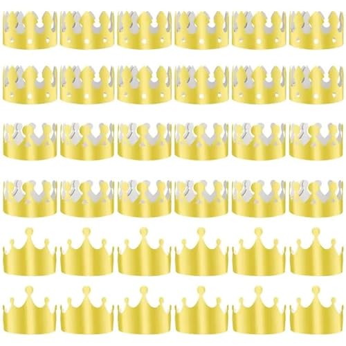 TUPARKA 36 Stücke Goldene König Kronen Goldfolie Papier Party Crown Hut Kappe für Geburtstagsfeier Baby Shower Foto Requisiten (Gold)