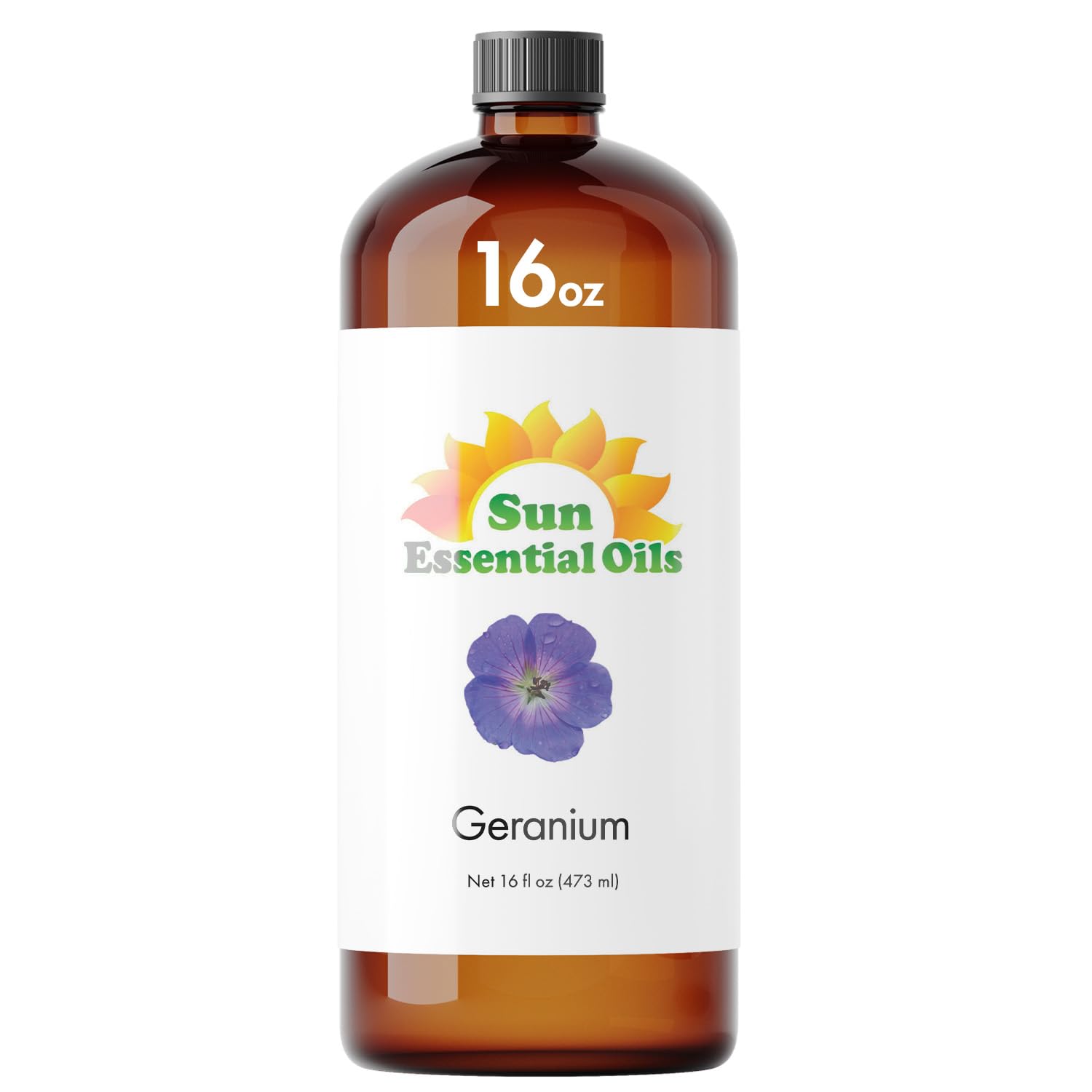 Sun Essential Oils Geranium Essential Oil 16oz - Aromatherapy Oil for Diffuser, and Stress Ease