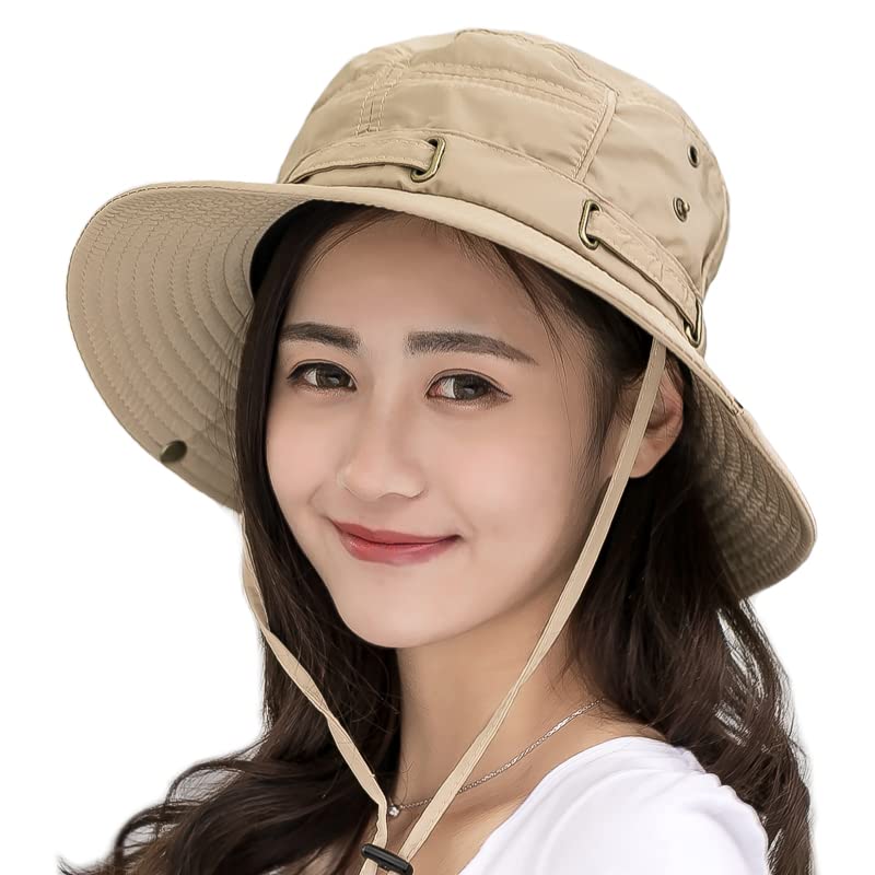 IBLUELOVERWide Brim Sun Hat Men Women UPF 50+ UV Protection Bucket Boonie Hat Foldable Quick Dry Fishing Cap with Adjustable Chin Strap for Outdoor Sports, 54-58cm