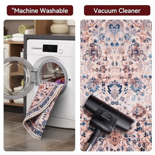 Tapete redondo Boho azul clásico 91 cm lavable antideslizante miniatura 5