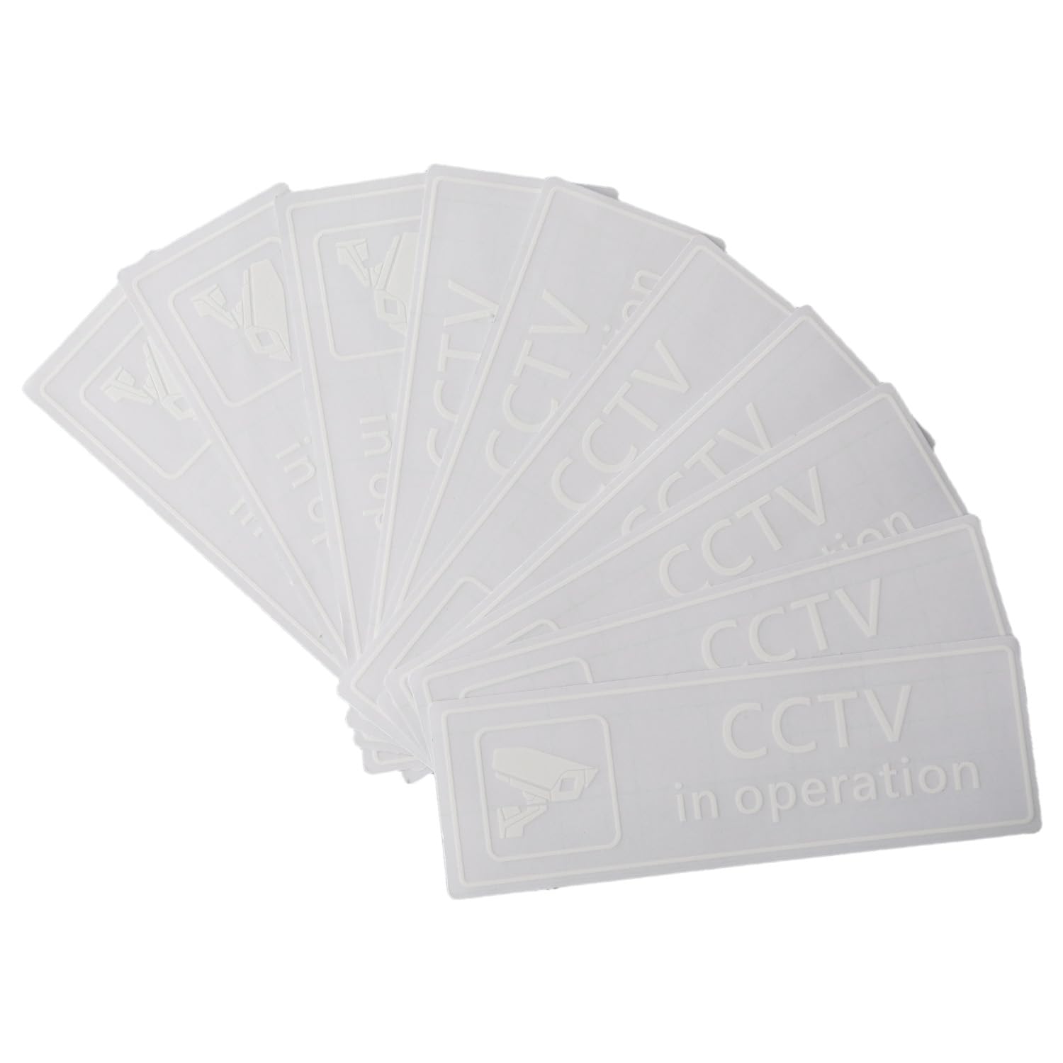 Wellrun 10Pcs Self-Adhesive Warning Decal 5x15cm,CCTV Sign Window Stickers for Window Door Business Office Safety Security