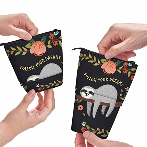 Federmäppchen, Faultier, aufstellbarer Stiftehalter, Federmäppchen, Organizer, Transformer-Ständer, Federmäppchen, Teleskop-Briefpapiertasche mit Reißverschluss thumbnail