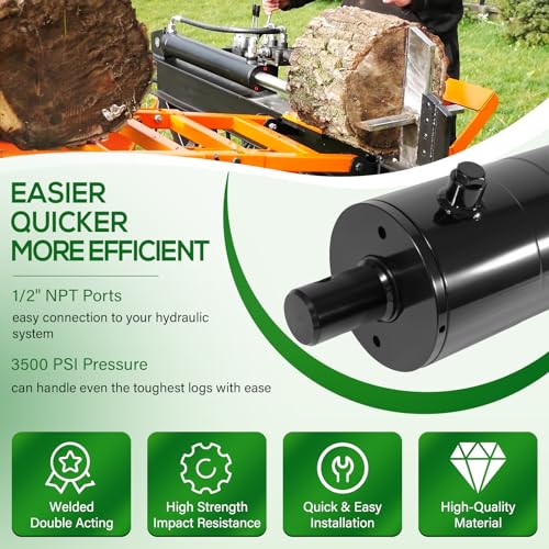 Image of Upgrade 5 inchx24 inch Heavy Duty Hydraulic Cylinders Log Splitter Hydraulic Cylinder Double Acting Universal Hydraulic Cylinder 5 inch Bore 24 inch Stroke 2 inch Rod 3500 PSI