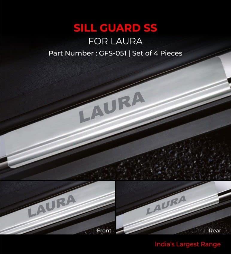 Image of Door Sill /Foot Step Stainless Steel Plates with Laura (Set of 4 Pcs)