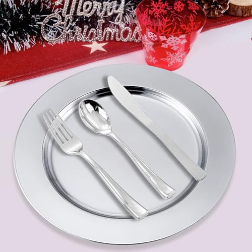 Platos de acero inoxidable para eventos, set de 6, 13" miniatura 3