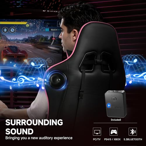 Image of GTPLAYER Gaming Chair,Gamer Chair with Bluetooth and Adjustable Backrest,Seat Height Adjustable Computer Chairs with 3D Armrests,Video Game Chair with Footrest Speakers (Colourful)
