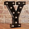 Decorative LED Illuminated Letter Marquee Sign Alphabet Marquee Letters with Lights For Wedding Birthday Party Christmas Night Light Lamp Home Bar Decoration Y Black