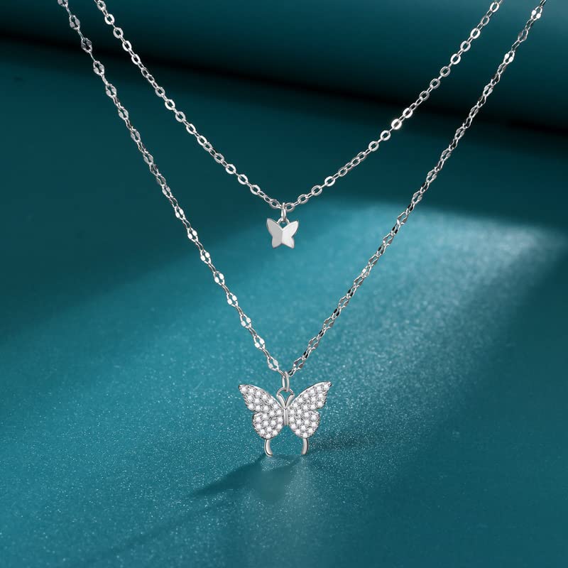 Sora Tuki Silver Butterfly Necklace for Women Layered Rose Gold Butterfly Necklace Gold Butterfly Choker Necklace Butterfly Pendant Necklace Silver Butterfly Jewelry3