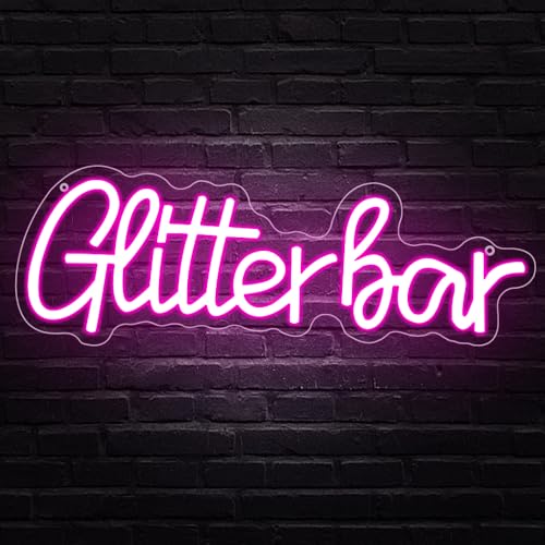 Image of Glitter Bar Neon Sign,Bar Signs for Home Bar Decor,Led Bar Sign for Wedding,Birthday Party,Music Festival,Bachelor Party,Halloween, Christmas Decoration,Best Gift for Boys and Girls
