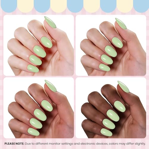 Image of Beetles Mint Green Gel Nail Polish - Taste of Summer Matcha Mousse Pastel Green Gel Polish, Same Color Bottle, Soak Off UV LED Pastel Nails Art, Manicure Salon DIY Summer Nails