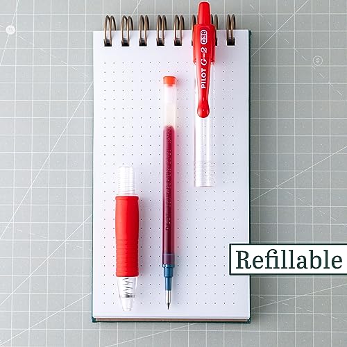 Bolígrafos gel retráctiles Pilot G2, punta ultra fina 0.38 mm, tinta roja, 6 unidades miniatura 2