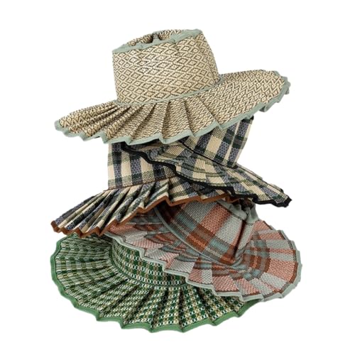 Women's Pleated Straw Sun Hat - Foldable Wide Brim UPF 50+ Summer Beach Hat, Adjustable Lightweight Travel Hat (S/M/L/XL)2
