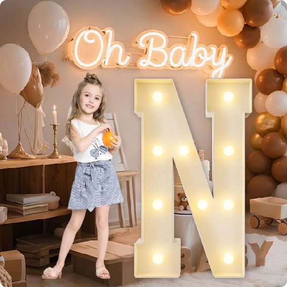 HXWEIYE Large Marquee Letter N, 3FT Battery Operated, Easy to Assemble