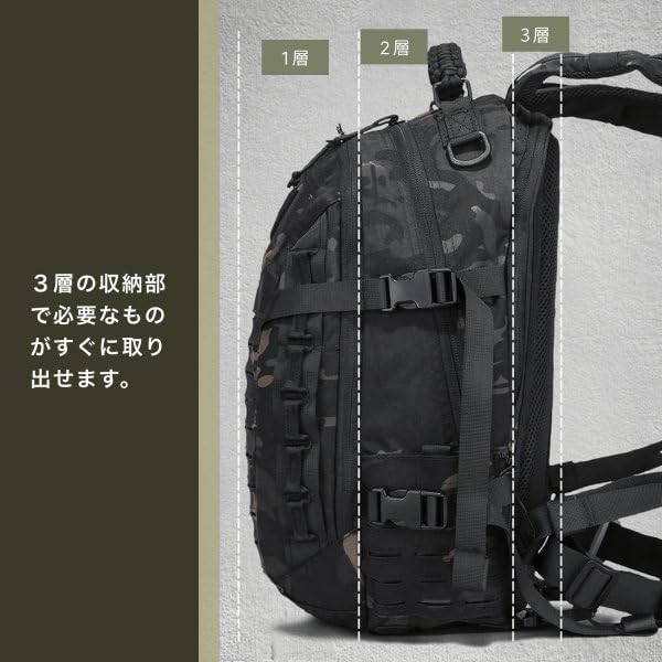 Amazon.co.jp: バックパック25L マルチカム 迷彩 サバゲー