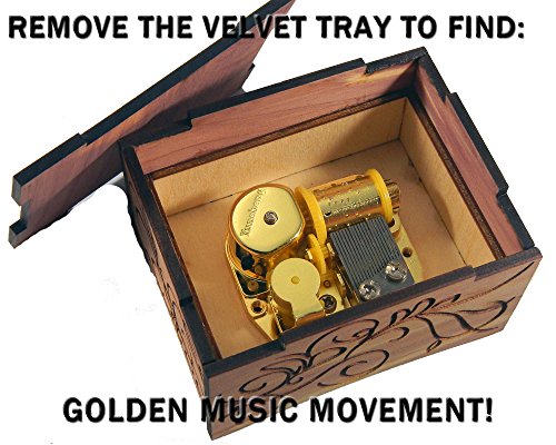 Thelaser'sedge, Aromatic Red Cedar Windup Personalizable Music Box, Laser Engraved Wood (Personalized - Black Velvet, Can't Help Falling In Love) #TOP4