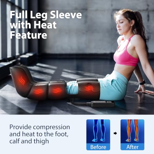 Image of CINCOM Leg Massager with Heat and Compression, Air Compression Boots for Leg Calf & Foot Recovery, Edema Relief