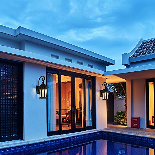 Image of Black Outdoor Wall Lantern, Large Outdoor Porch Light Fixtures