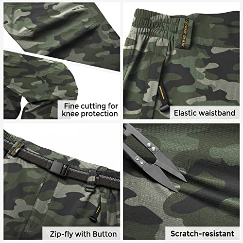 Sikaini Men's Cargo Hiking Pants Quick Dry Lightweight Water Resistant Breathable Work Pants For Men With Multi Pockets(Dark Green Camouflage 2Xl) #TOP5