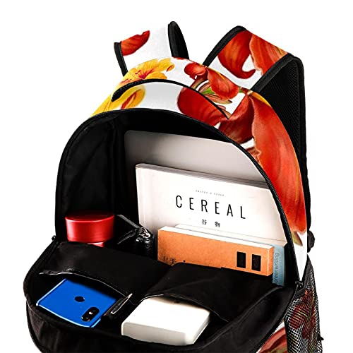 Sac à dos décontracté motif fleurs multicolore avec grands compartiments pour ados