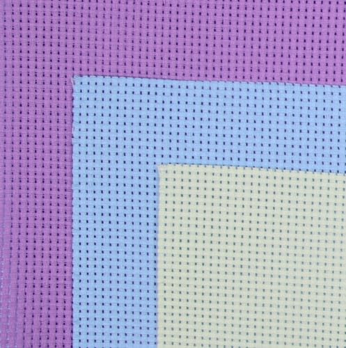 Image of KCS 3 pc of 15 inch x 18 inch(38cmx45cm) Counted Cross Stitch Cotton Aida Cloth Needlework Rolled Fabric Box,11CT,Light Green+Lavender+Light Blue