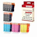  NOPAN-INK - x20 Cartouches Compatible pour Canon 525 XL - 526 XL 525XL - 526XL Compatible pour Canon Canon Pixma IP 4850 IP 4950 IX 6500 Series IX 6550