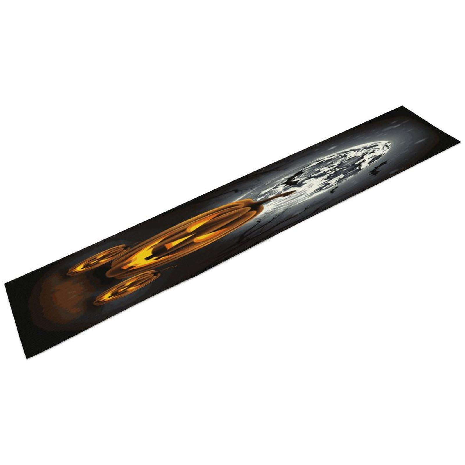 Btcowzrv Style Halloween Moon Bat Pumpkin Linen Table Runner 72.4 Inches Long, Machine Washable Table Runner For Party Kitchen Dining Table Coffee Holiday Party Decor, 13.4"X72.4"