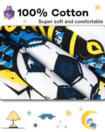 Image of DAUGHTER QUEEN Boys Pajamas 4 Pieces Long Set 100% Cotton Sleepwear Size 18 Months-12 Years