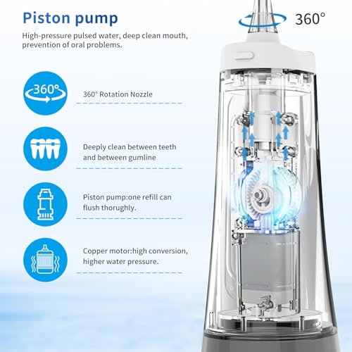 Image of Pro C 120 Plus, Portable Dental Water Flosser, 9 Pressure adjustable Modes, LED display, 4 Nozzles, 300ml Watertank, IPX7 Waterproof | Customozed pressure setting for need of individual teeth