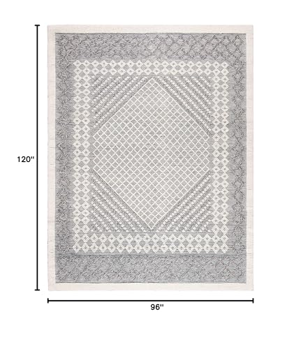 SAFAVIEH Area Rug 8x10 - Natura Collection - Large - Cream & Navy, Handmade Wool, Ideal for Living Room, Bedroom, Dining Space (NAT625N) - Image 2