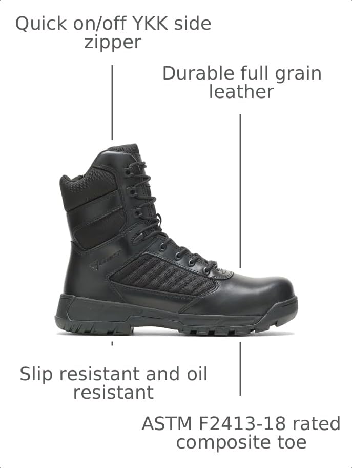 Image of Bates Men's Tactical Sport 2 Black Tall Side Zip Composite Toe EH Boots