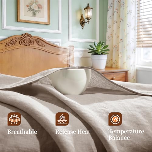 Image of 100% Pure Linen Sheet Set for Hot Sleepers, Breathable Natural Linen Sheets 4pcs, Bedding Set Deep Pocket Up to 16 inch Moisture-Wicking, Softens with Every Wash (Linen King)