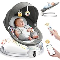 Fdlscpem App & Remote Control Electric Baby Swing with Bluetooth, 5 Swing Speeds and 3 Timer