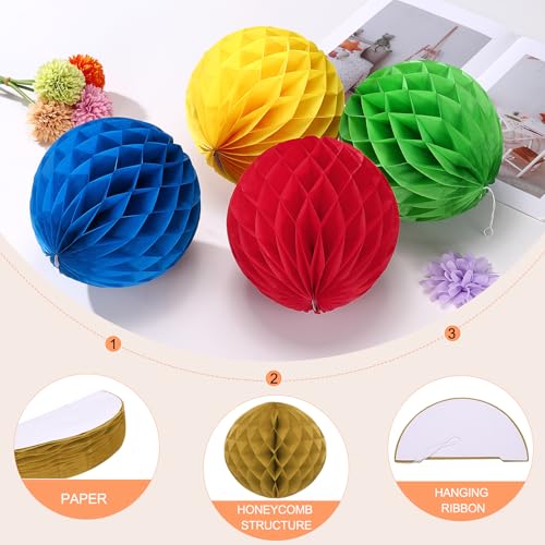 Pompones de papel de flores de panal de 10 cm para decoración navideña y hogar 3