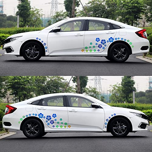 Image of 1 Set Flower Graphics Car Auto Body Sticker DIY Colorful Flower Pattern Self-Adhesive Car Side Vinyl Sticker Hood Decal, Holographic Laser