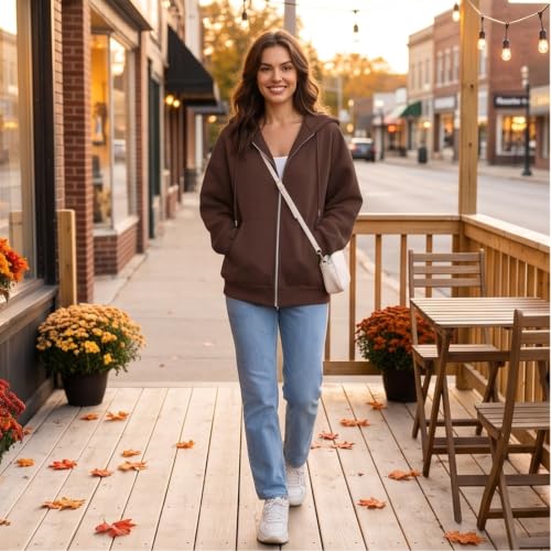Elneeya Womens Zip Up Hoodies Vintage Travel Running Oversized Sweatshirt - image 2