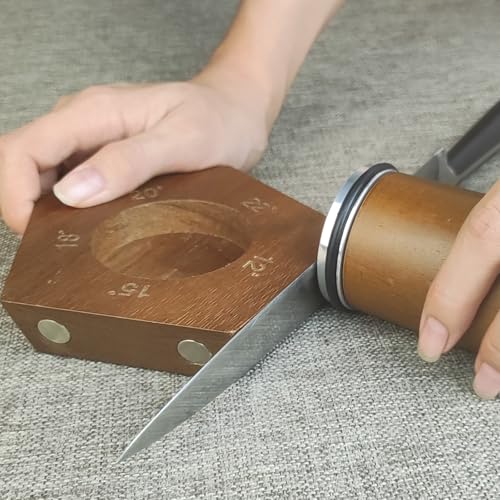 Rolling Knife Sharpener, 5 Magnetic Angle Base 12/15/18/20/22°, Roller Knife Sharpening System for Pocket Knife, Kitchen Knives, Chef Knife Set (SET-B)