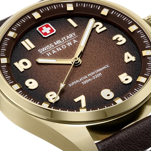 Image of Swiss Military Hanowa SMWGA0001550 Airman First Class - Swiss Made Round Olive Watch for Men
