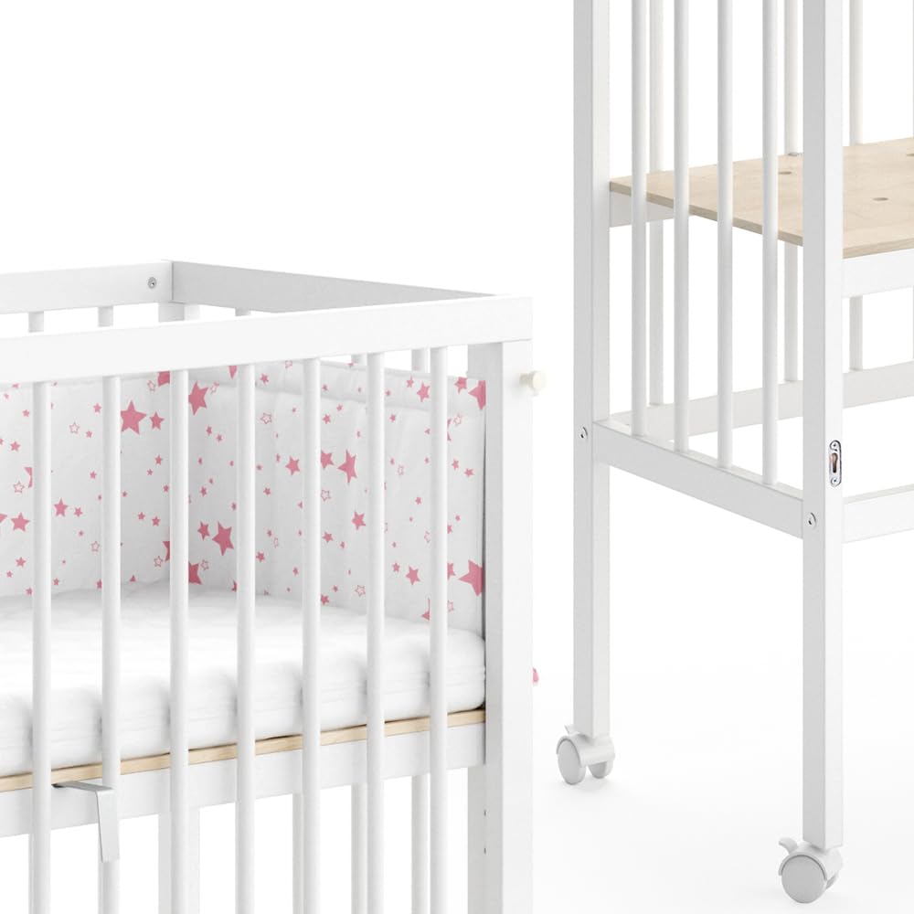 VitaliSpa Lettino da attaccare al letto Sophie, Bianco, 94 x 42.5 cm 2 guide laterali, regolabile in altezza con ruote e fissaggio al letto dei genitori