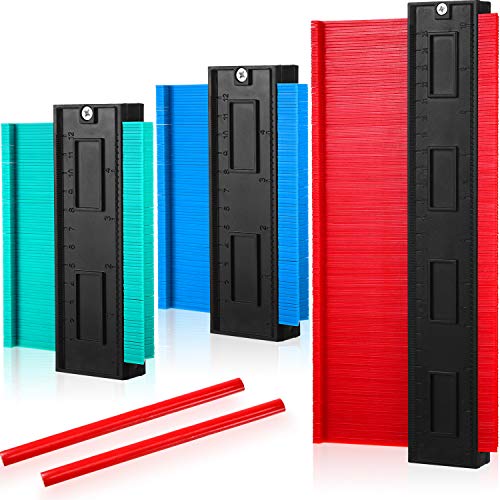 3 Stücke Konturenlehre, 5 Zoll und 10 Zoll Messgerät Form Duplizierer Profil Kopieren Messgerät Form Messen Lineal Werkzeug für Holz Bearbeitun