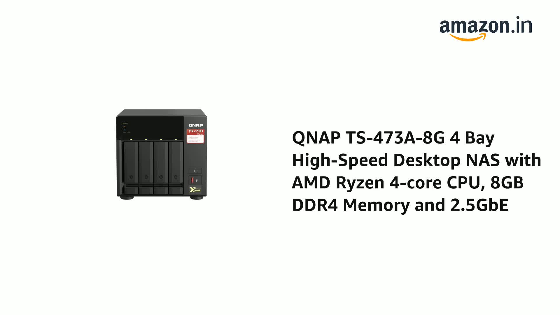 QNAP TS-473A-8G 4 Bay High-Speed Desktop NAS with AMD Ryzen 4-core