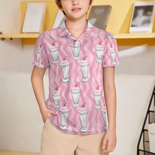 Boys' Classic Polo Shirts Short Sleeve Moisture-Wicking Golf & Tennis Shirts for Youth Teens Black Cookies2