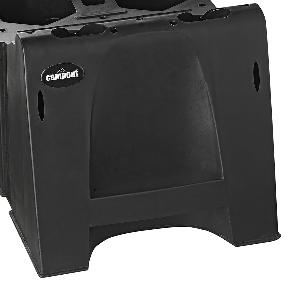 Campout XL Wohnwagenrampe – Rampen – 93 x 28,5 x 26,6 cm – Rampen – Radausgleich – 3 Höhen – extra Grip – Leichter Kunststoff – inklusive Tragetasche – Max. 5000 kg Tragkraft – 2 St – Schwarz