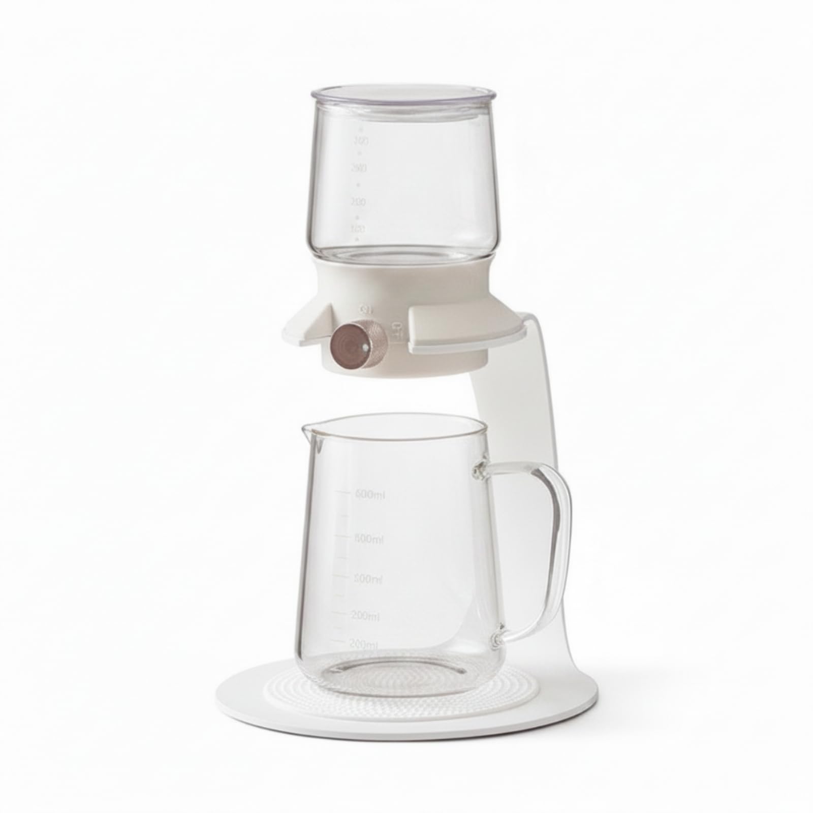 Teiera con Filtro in Acciaio Borosilicato Infusore a Goccia con Supporto Facile da Pulire Infusore in Vetro per Appassionati di Tisane, Array, Bianco, Arco
